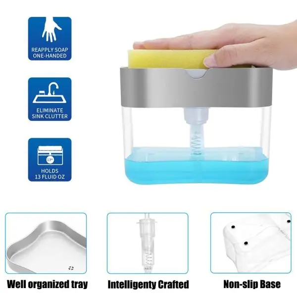 Диспенсър с помпа дозатор за веро+подарък гъба - Pump Dispenser » Murzel.bg Дозатор с помпа за веро + подарък гъба
