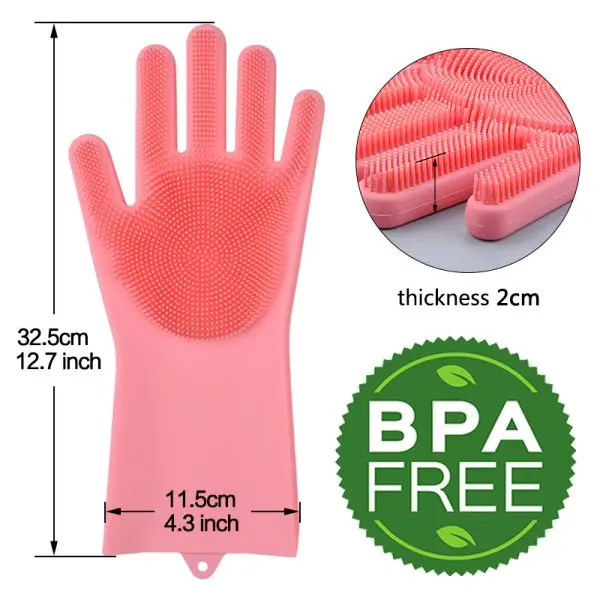 Силиконови домакински ръкавици за миене на чинии- Cleaning gloves » Murzel.bg Силиконови домакински ръкавици – Cleaning gloves