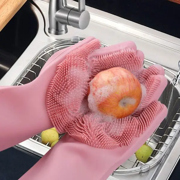 Силиконови домакински ръкавици за миене на чинии- Cleaning gloves » Murzel.bg Силиконови домакински ръкавици – Cleaning gloves