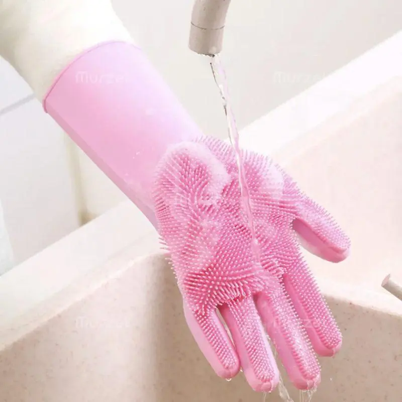Силиконови домакински ръкавици за миене на чинии- Cleaning gloves » Murzel.bg Силиконови домакински ръкавици за миене на чинии- Cleaning gloves