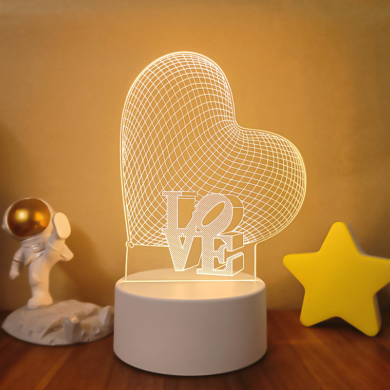 3D LED нощна лампа в три варианта - Мече, Сърце и Китара - 3DLamp