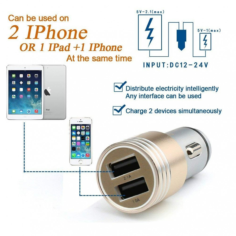 Алуминиев адаптер за запалка на кола с 2 бр. USB - CarLighter